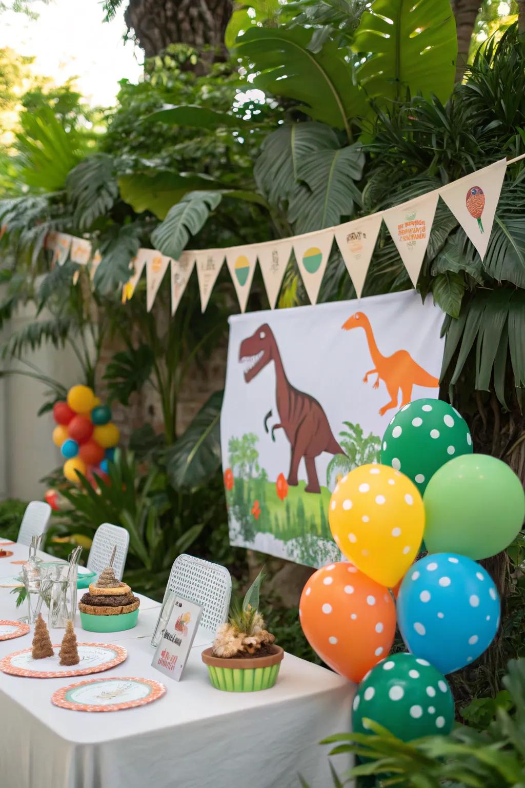 A giant lizard-inspired baby shower showcasing roaring decorations and fun
