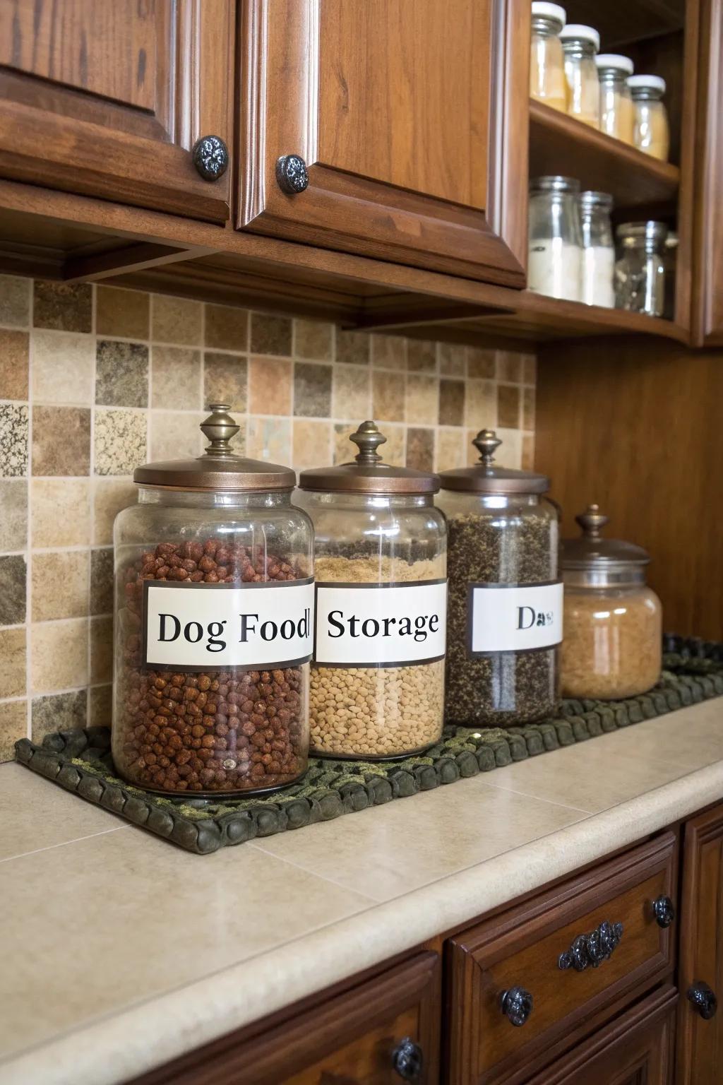 Chic ornamental vessels make dog food storage an integral part of your home's decor.