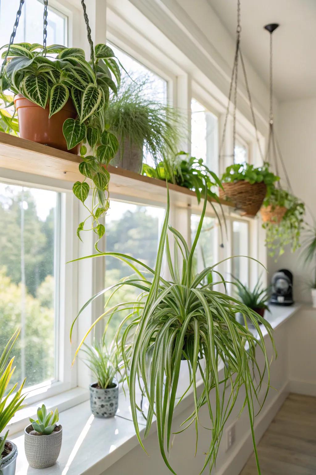 Boost indoor air quality effortlessly with spider vines.