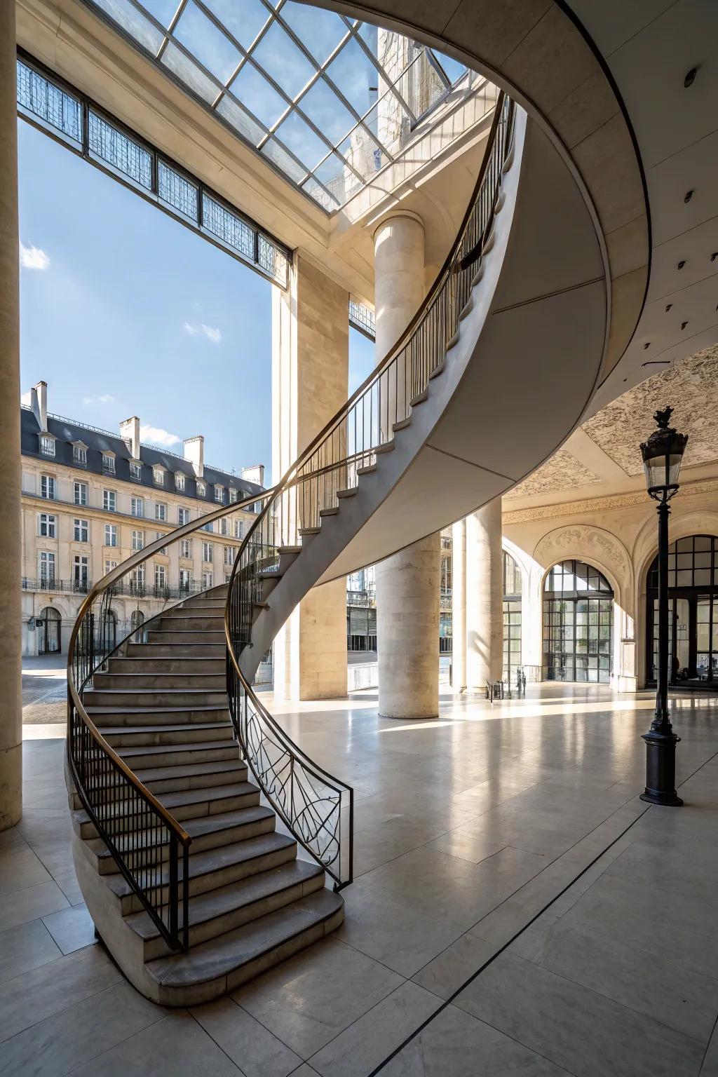 An architectural stairway that is a true work of art.