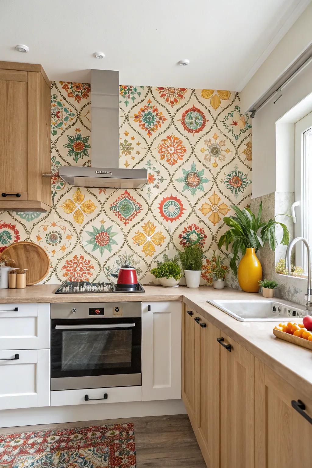 Adhesive wallpaper transforms walls with minimal effort.