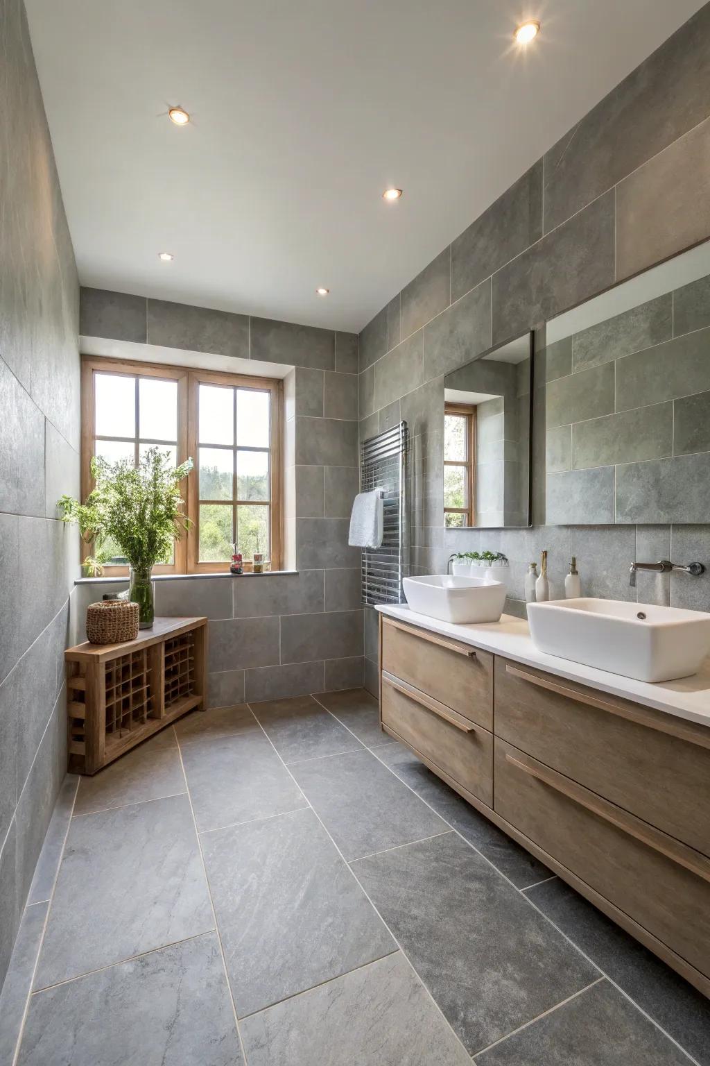 Large-format panels create a seamless, expansive look.