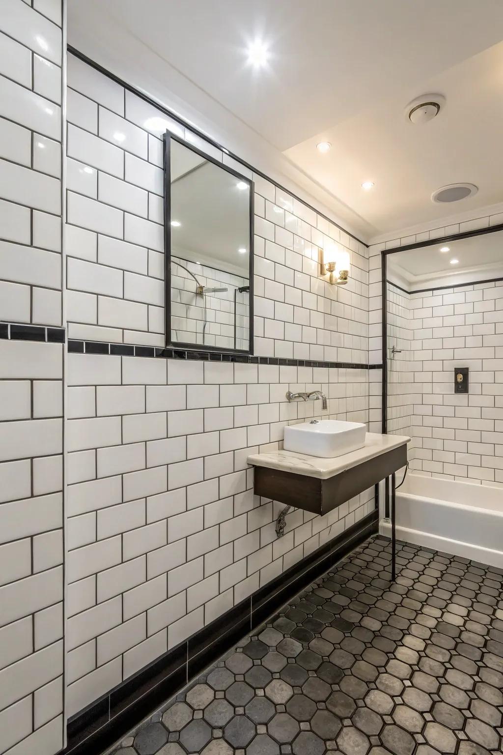 Straight brick tiles offer a timeless and adaptable look.