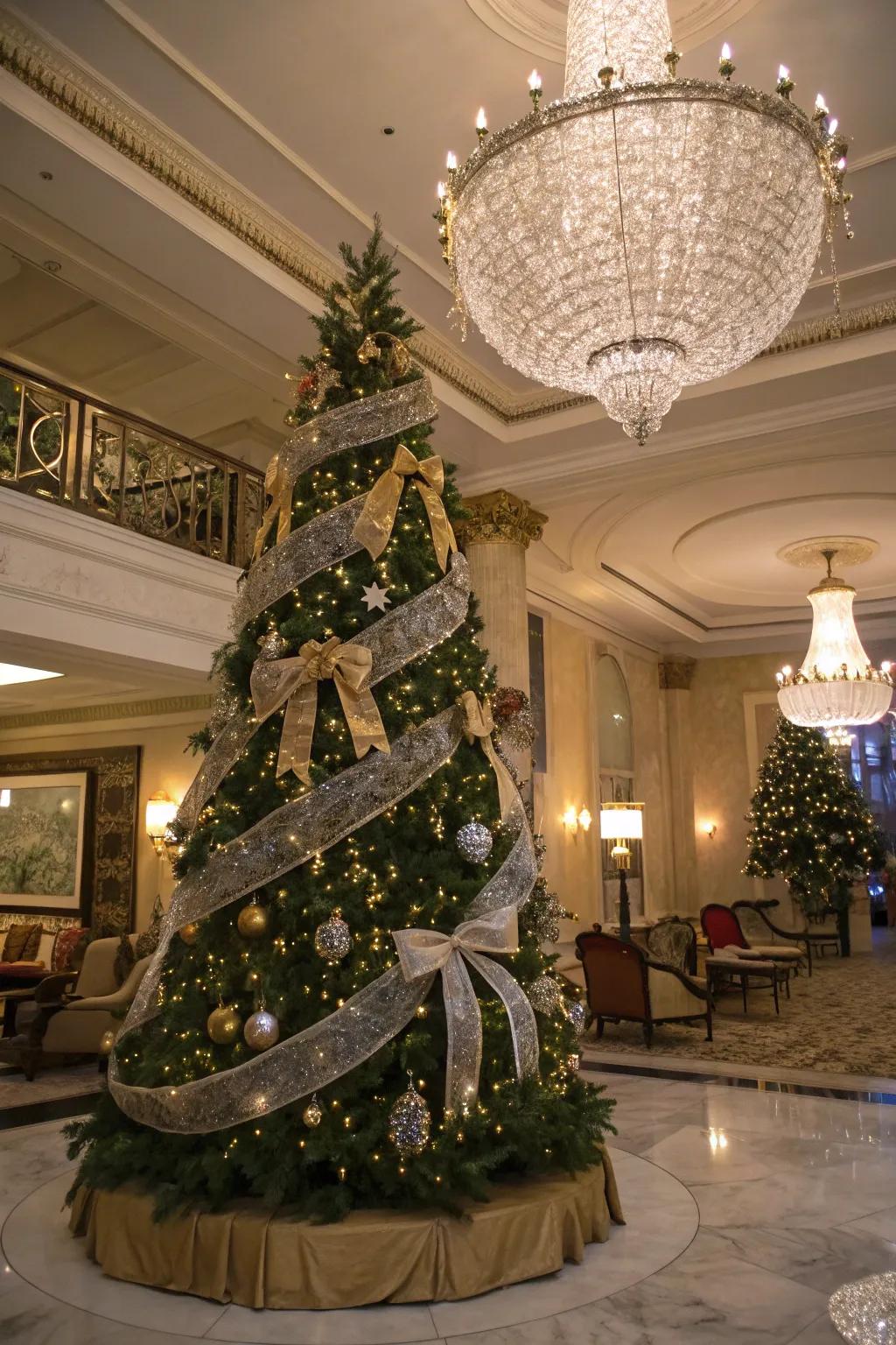 Wired ribbons contribute texture and beauty to the tree.