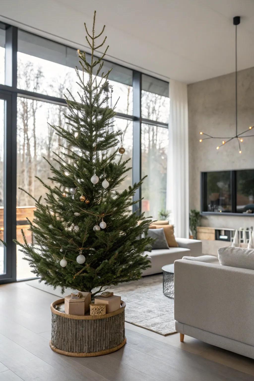 A tree base provides a clean, stylish finish.