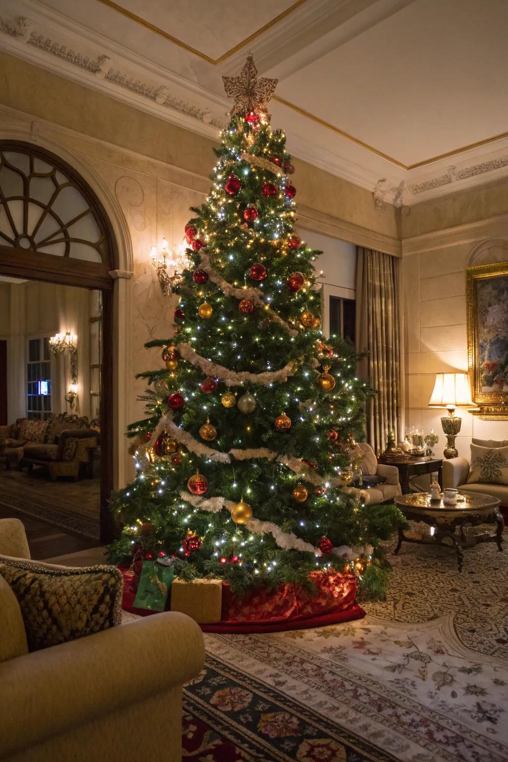 Staggering decorations contributes depth and fullness.