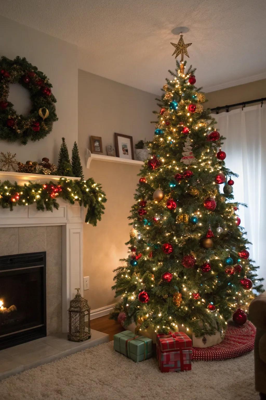 Matching decorations create a harmonious holiday setting.