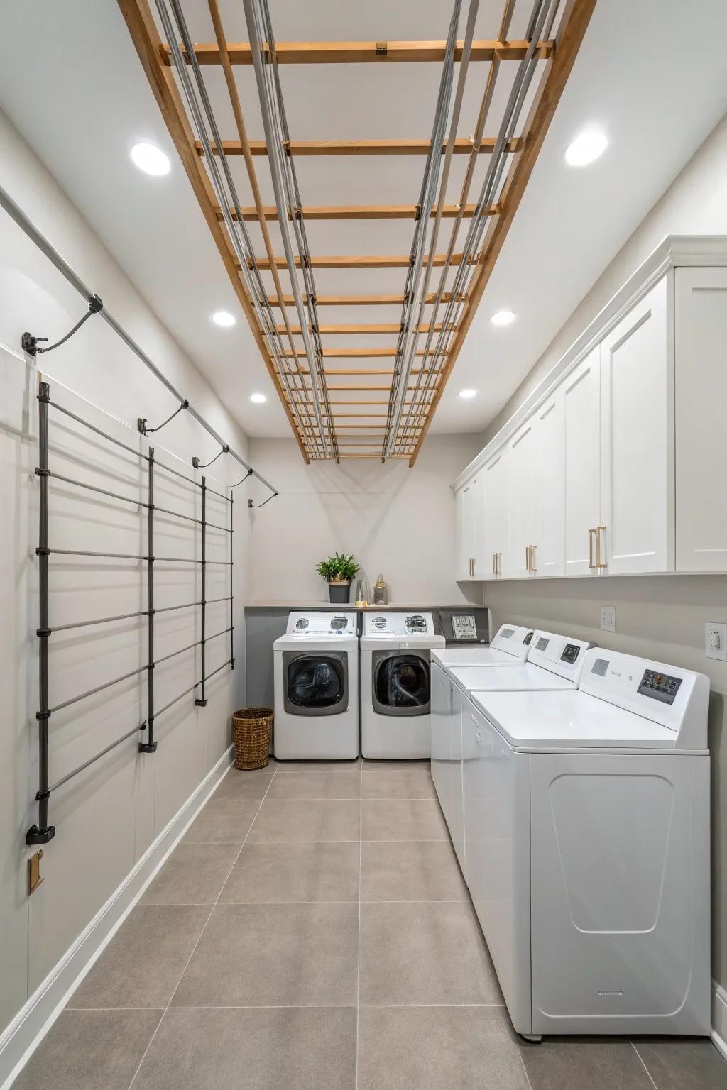 Create harmony with symmetrical drying rod layouts.