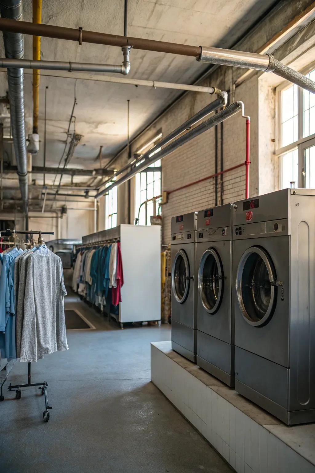 Add an urban edge with industrial metal drying rods.