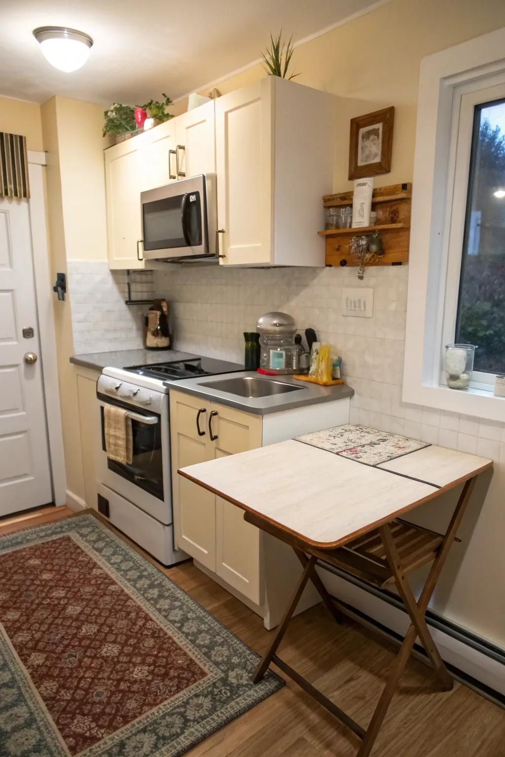 Folding counters provide solutions to space-saving needs.