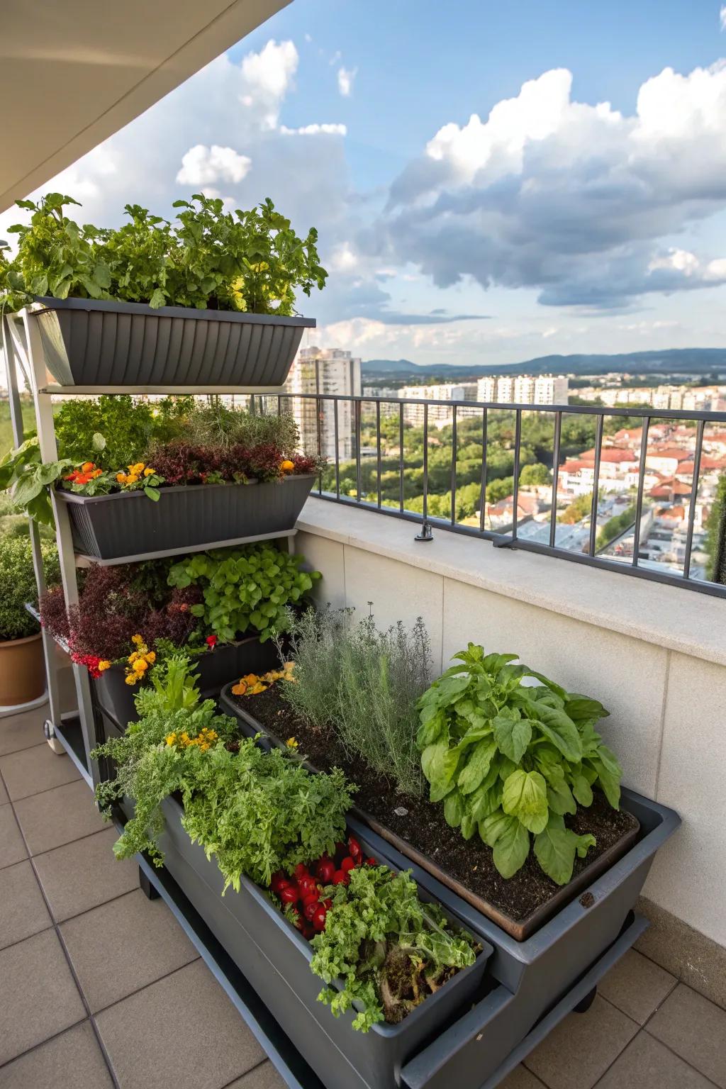 Veranda containers transform urban spaces into lush gardens.