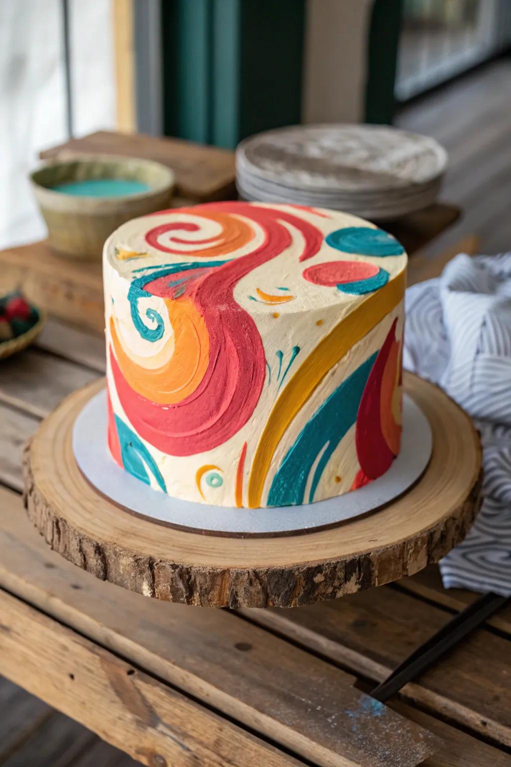 An abstract art cake is a daring statement piece for any art lover.