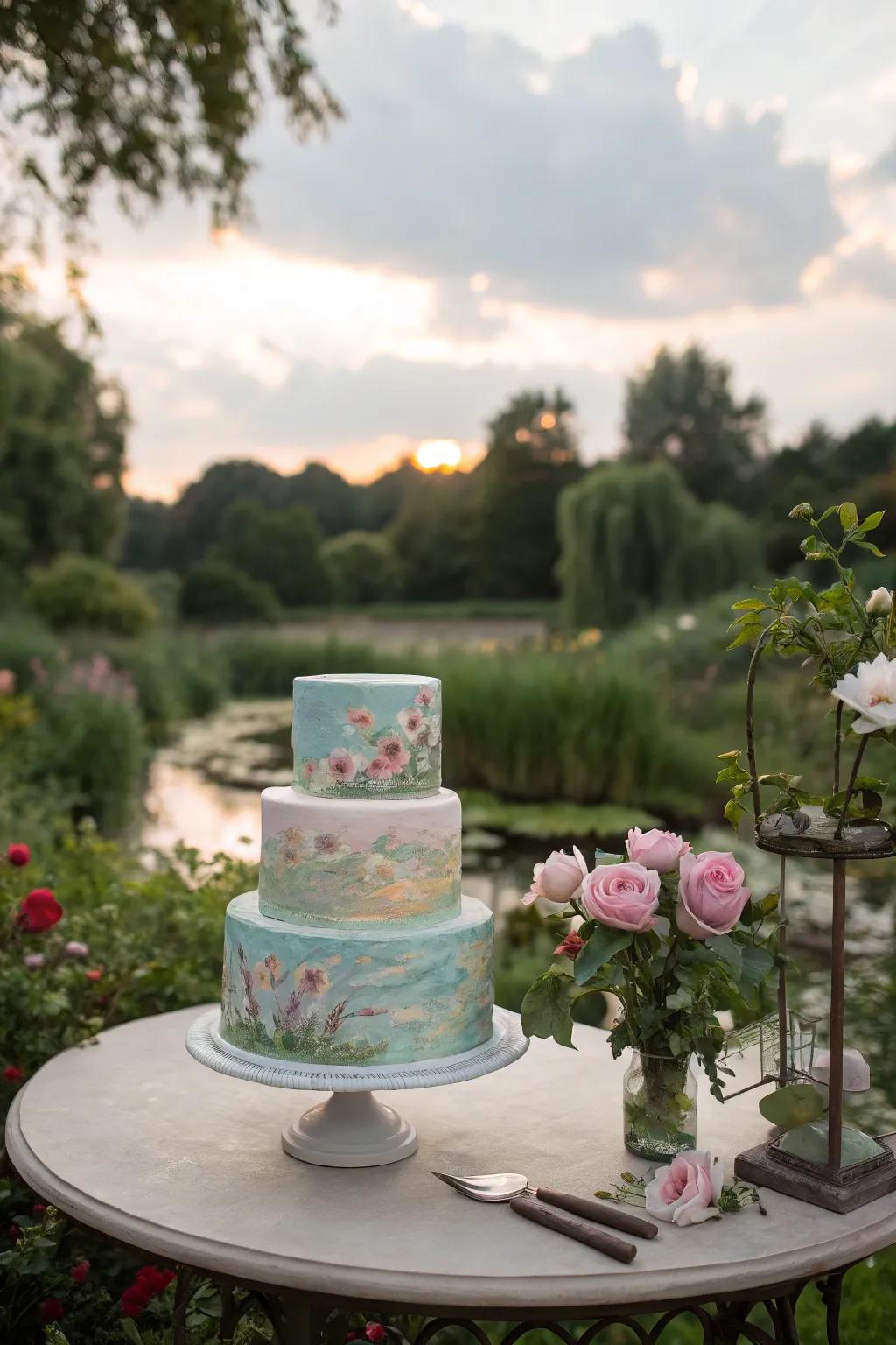 Monet's Water Lilies cake brings elegance and peace to your celebration.