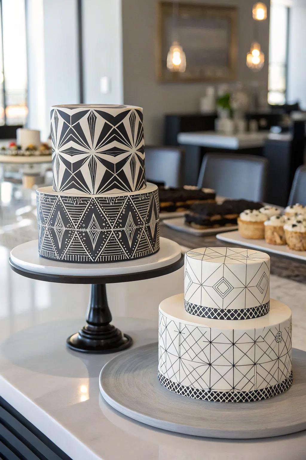 A geometric illusions cake delivers a fascinating visual delight.