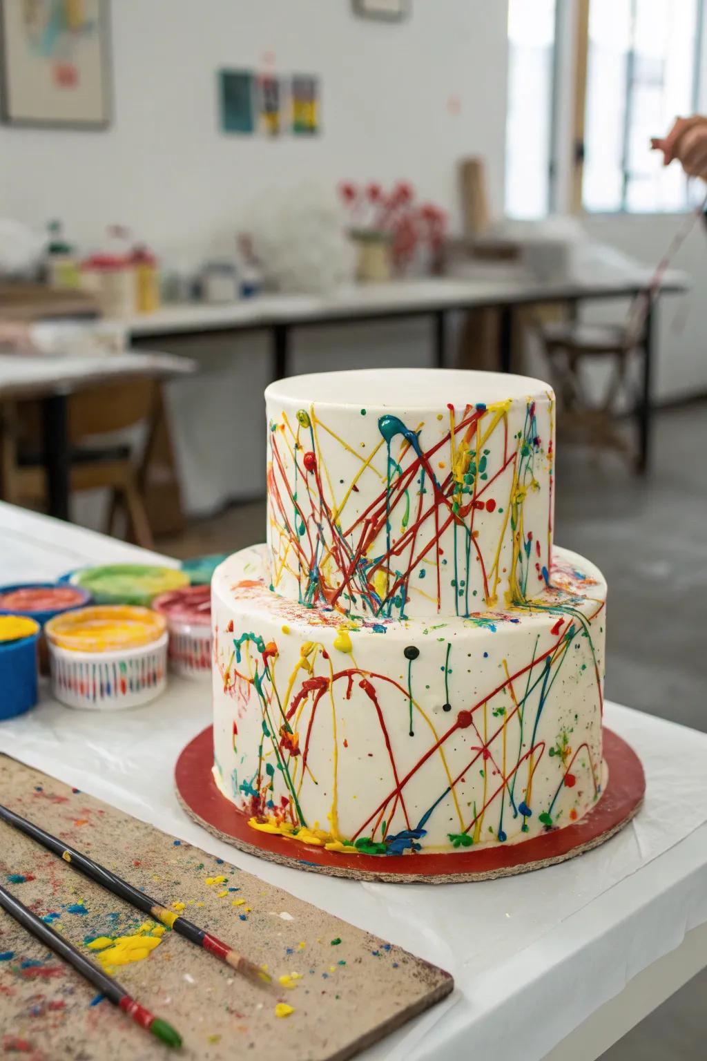 A Jackson Pollock cake lets you enjoy a creative and vibrant chaos.