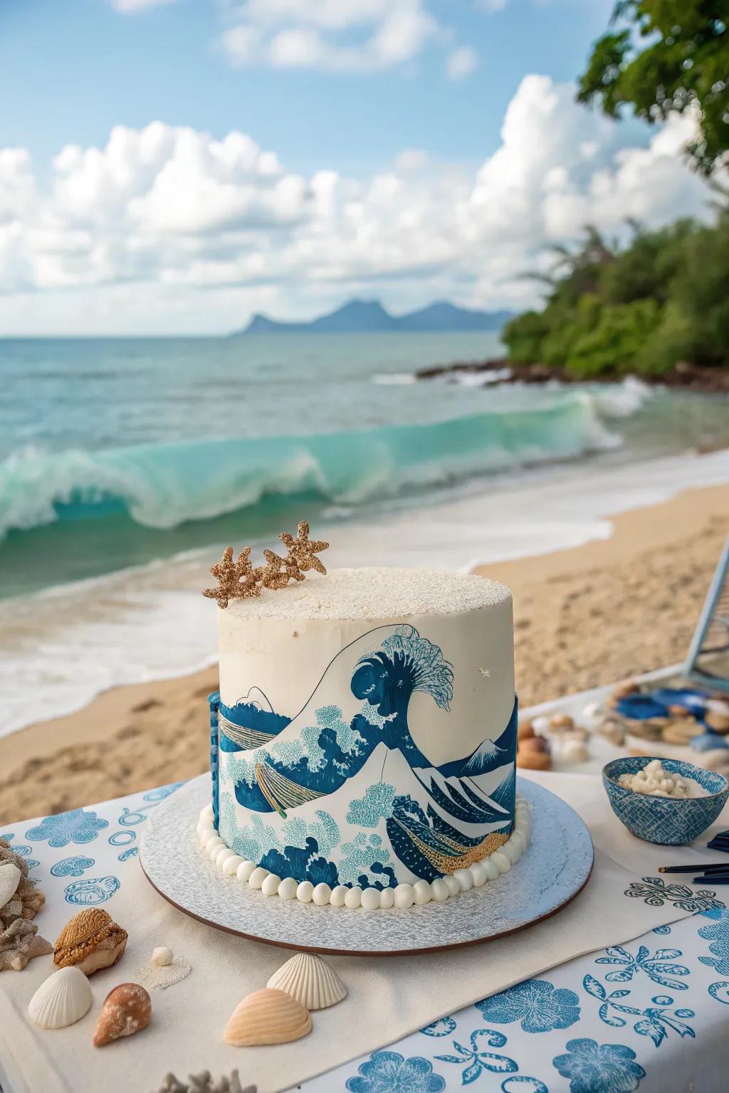 Hokusai's Wave cake is a flawless mix of art and oceanic charm.