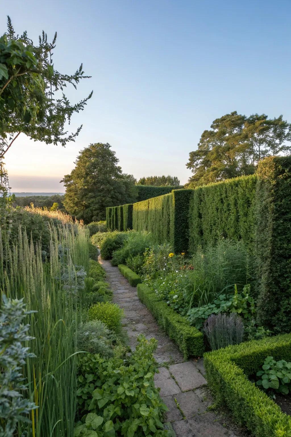 Living privacy screens create seclusion with a touch of nature.