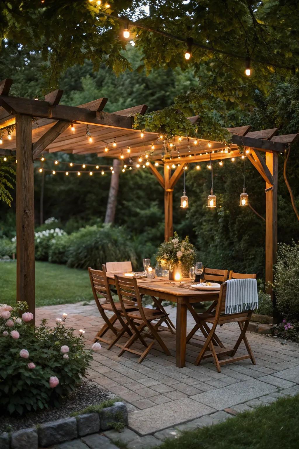 An attractive outdoor dining space designed for savoring meals in the fresh air.