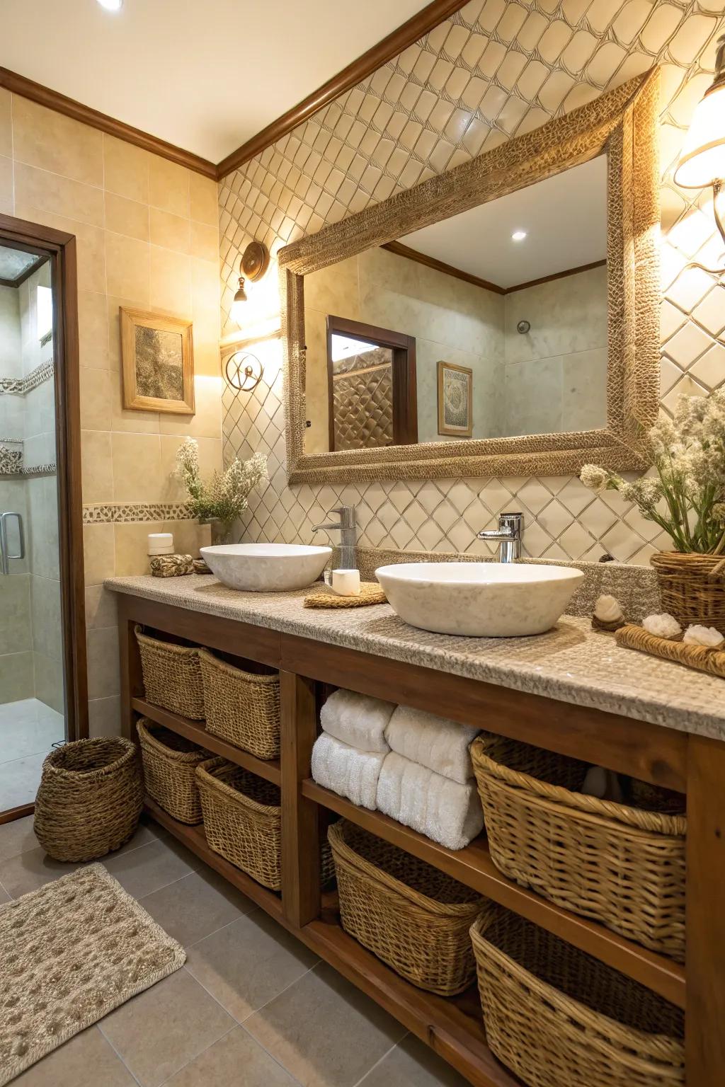 Textural elements add depth and interest to your vanity.