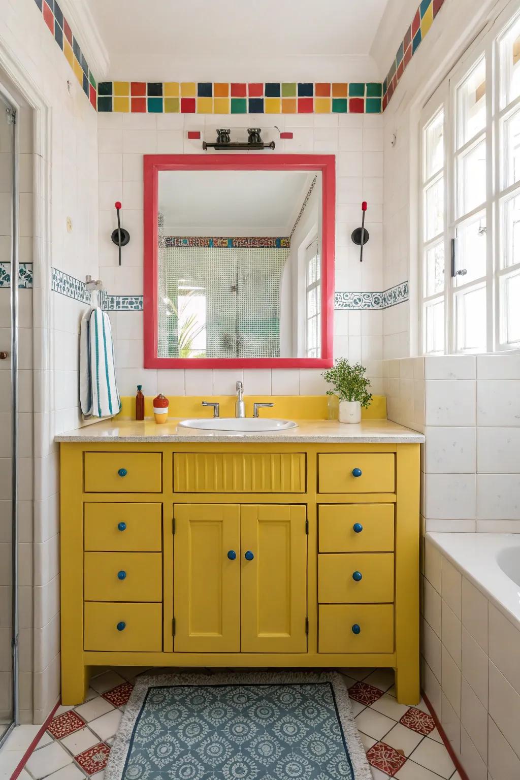 A bold color choice can make your vanity the room's focal point.