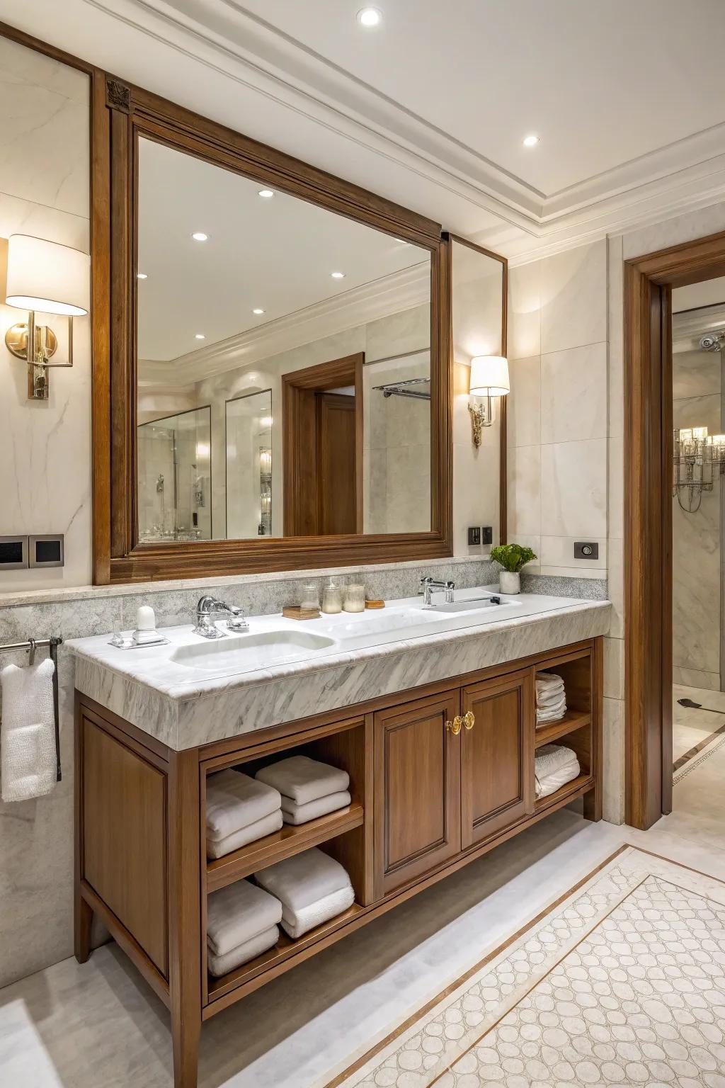 Textures like marble and wood add elegance and character.