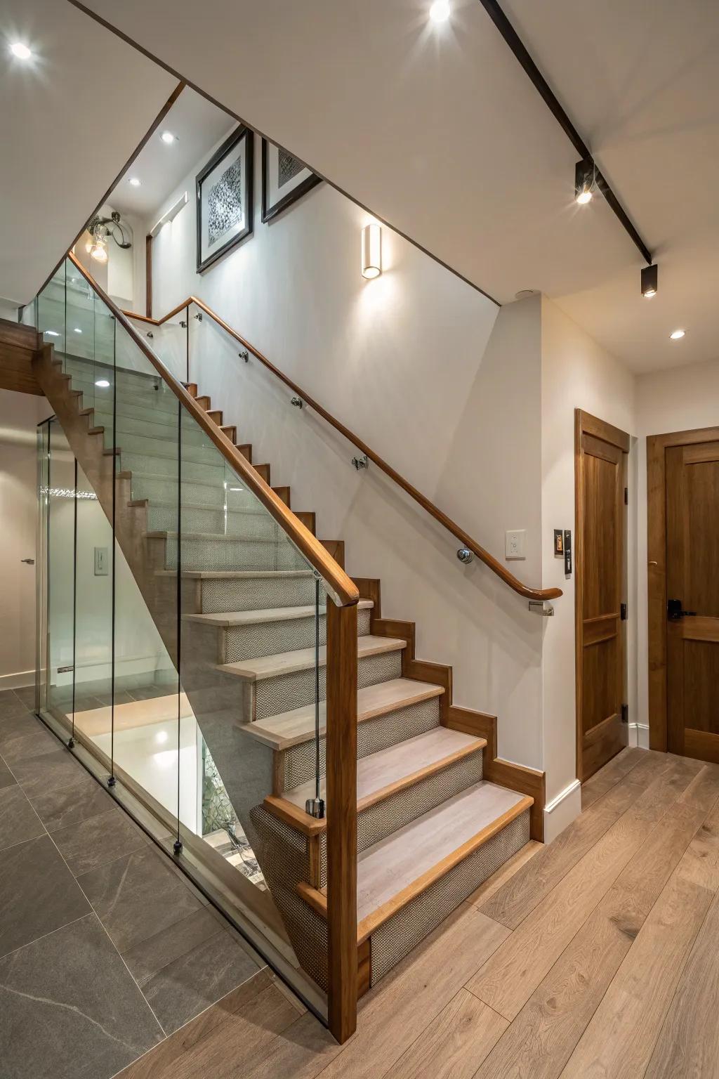 Glass and wood pair beautifully for a sleek yet warm look.