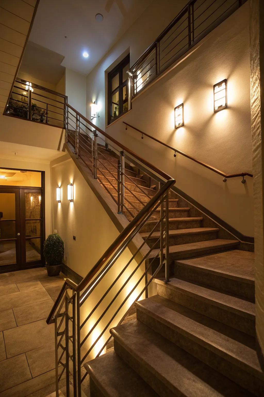 Integrated lighting provides both functionality and a soft ambiance.