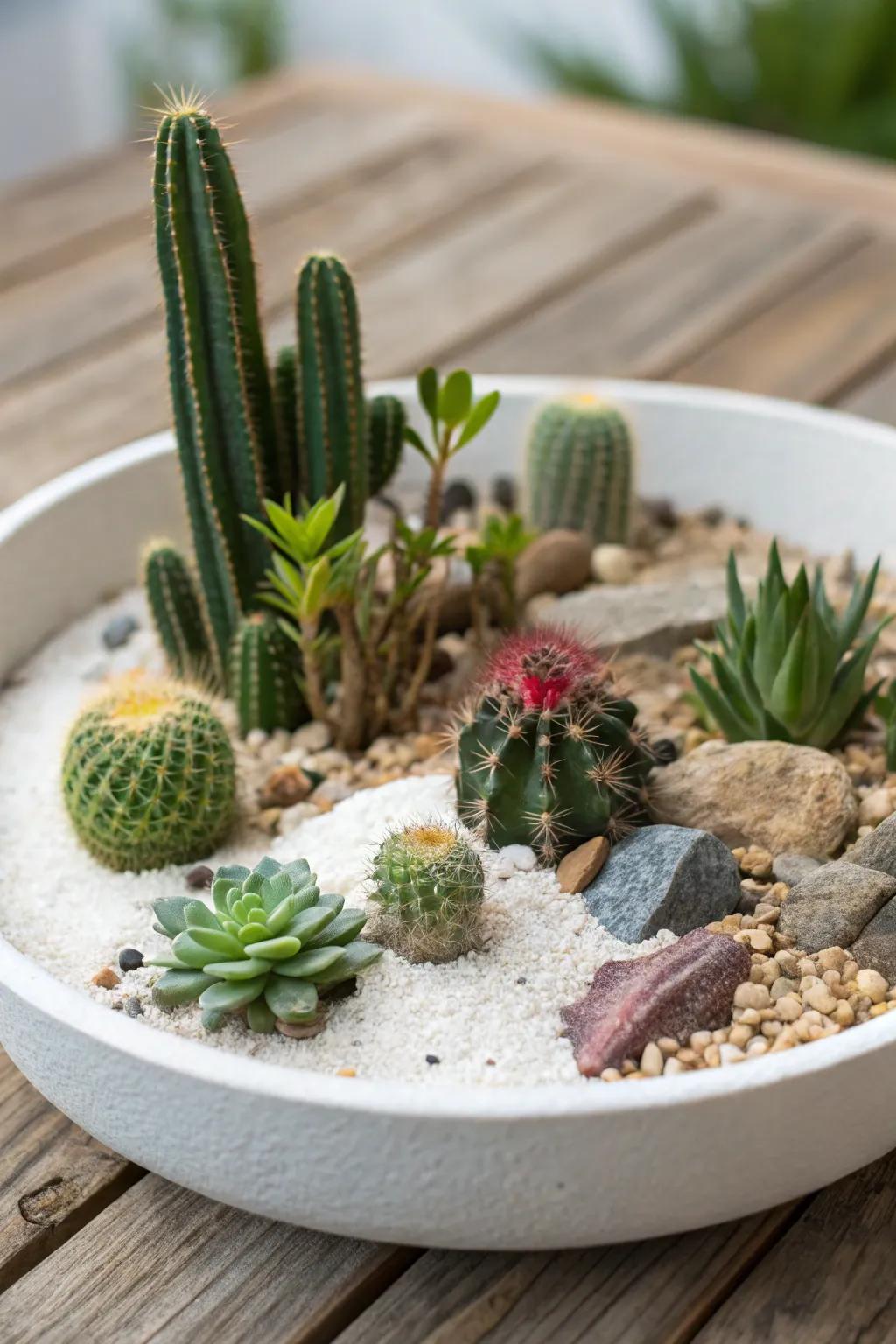Bring a desert vibe to your home through a miniature landscape.