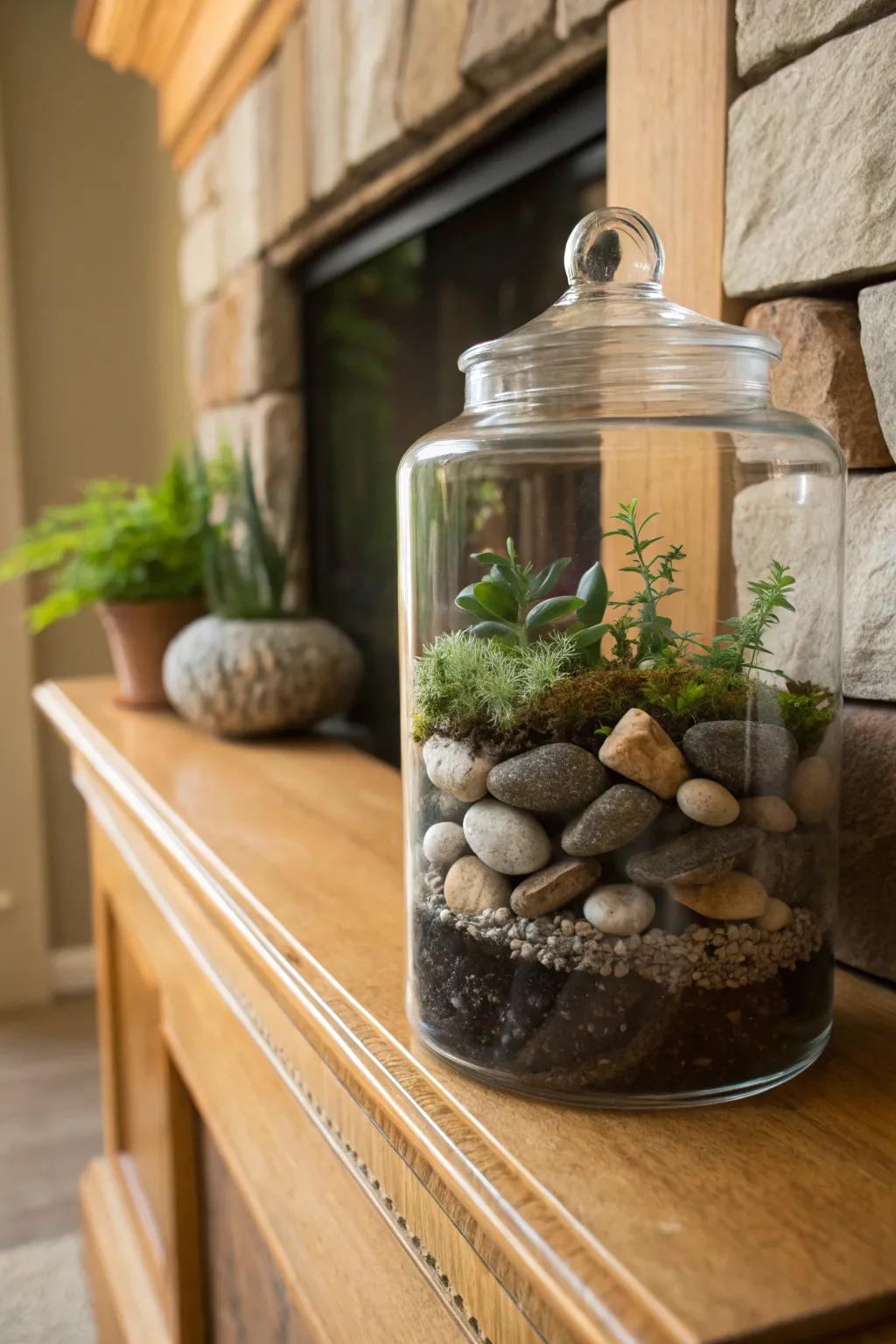 A glass container display is a great option to recycle and decorate.