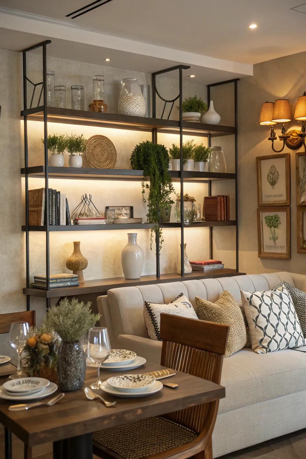 Maximize storage with elegant floating shelves.