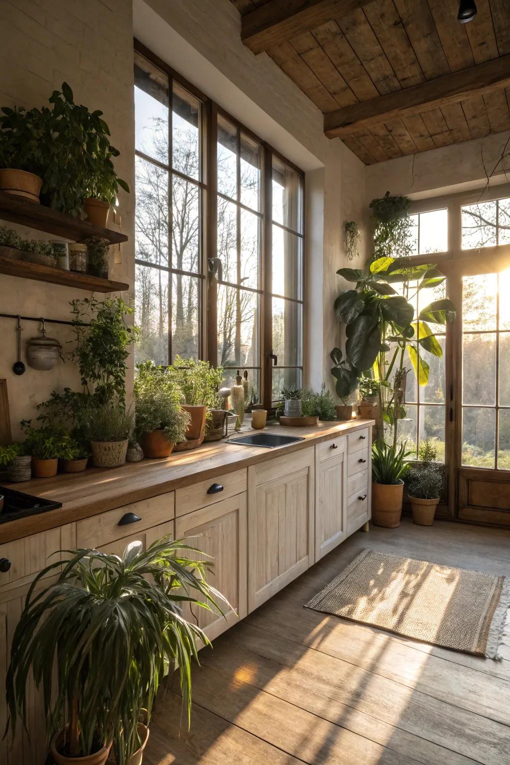 Bask your kitchen in natural light for a bright, airy ambiance.
