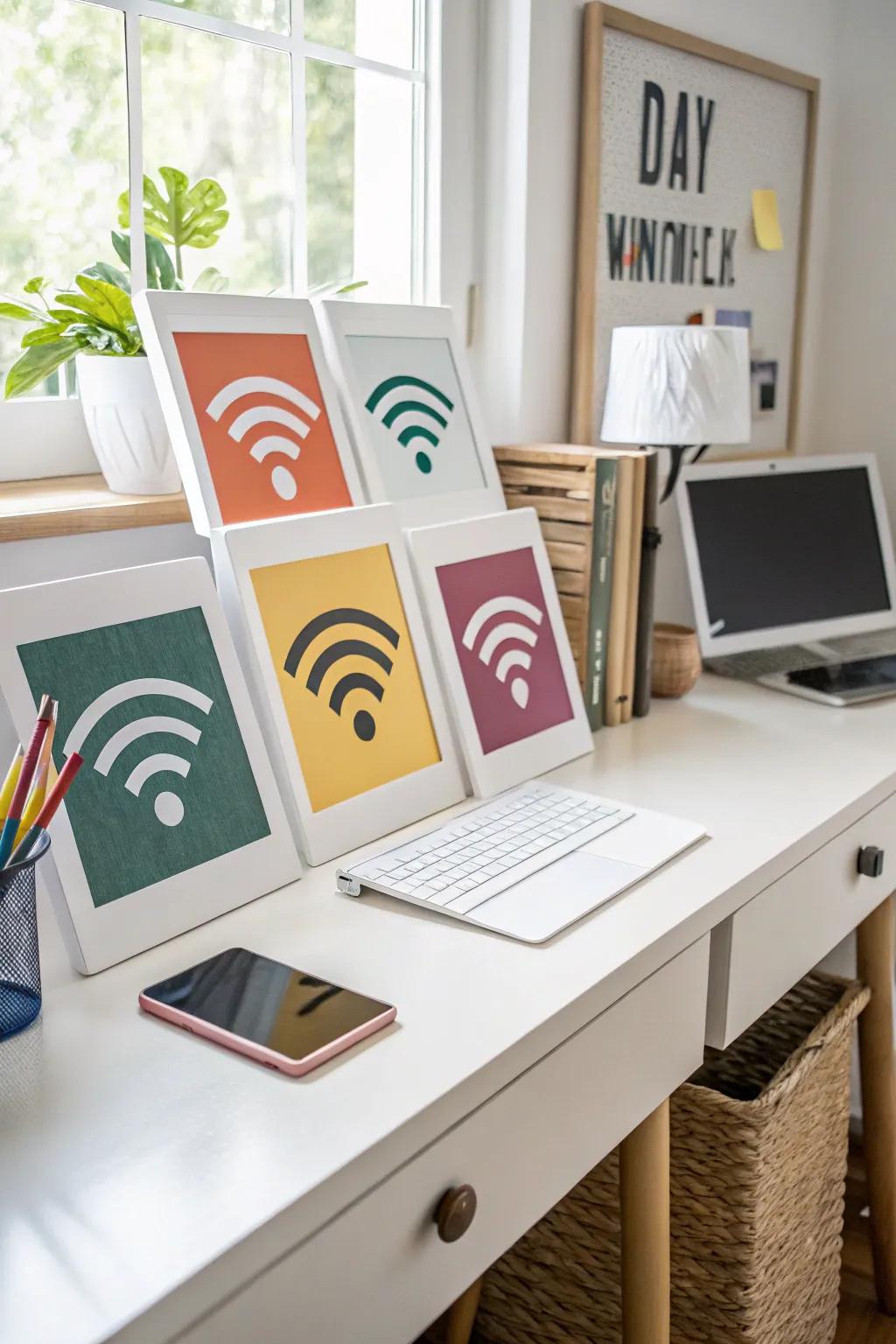 Printable WiFi signs provide customizable layout options for any taste.