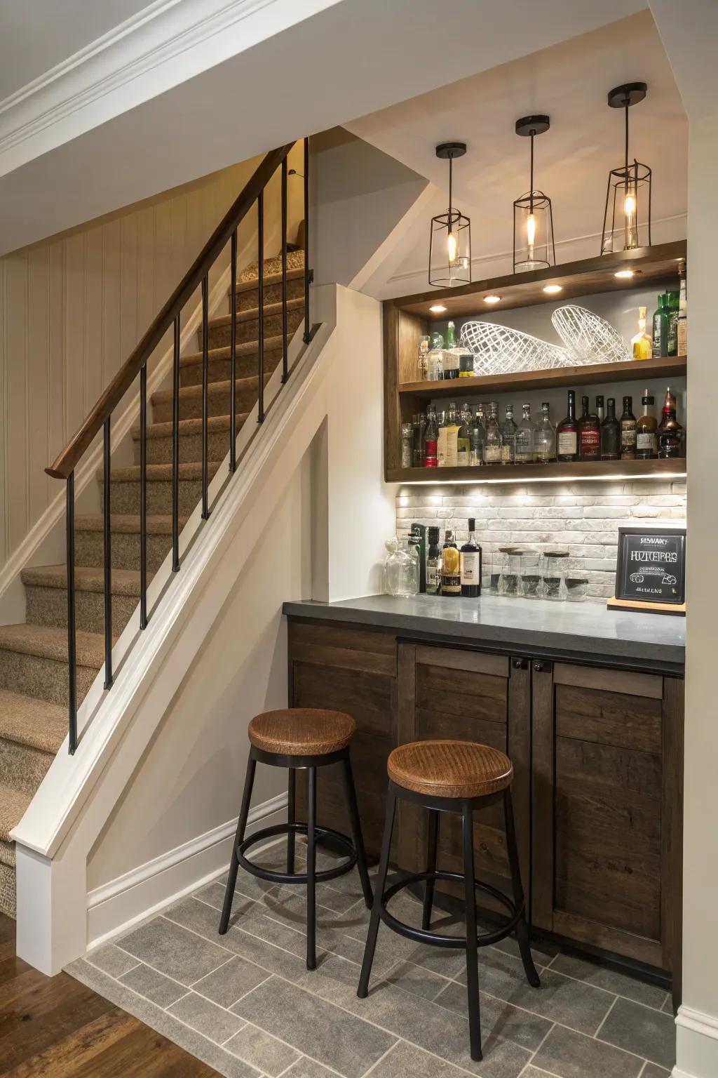 Wow your guests with a basement mini bar.