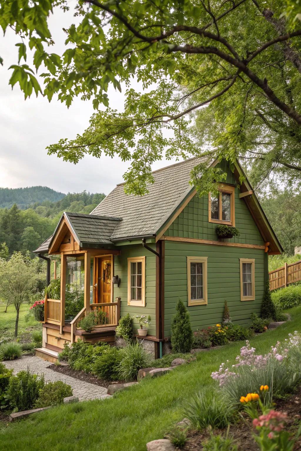 Natural moss and timber accents create a natural, welcoming atmosphere.