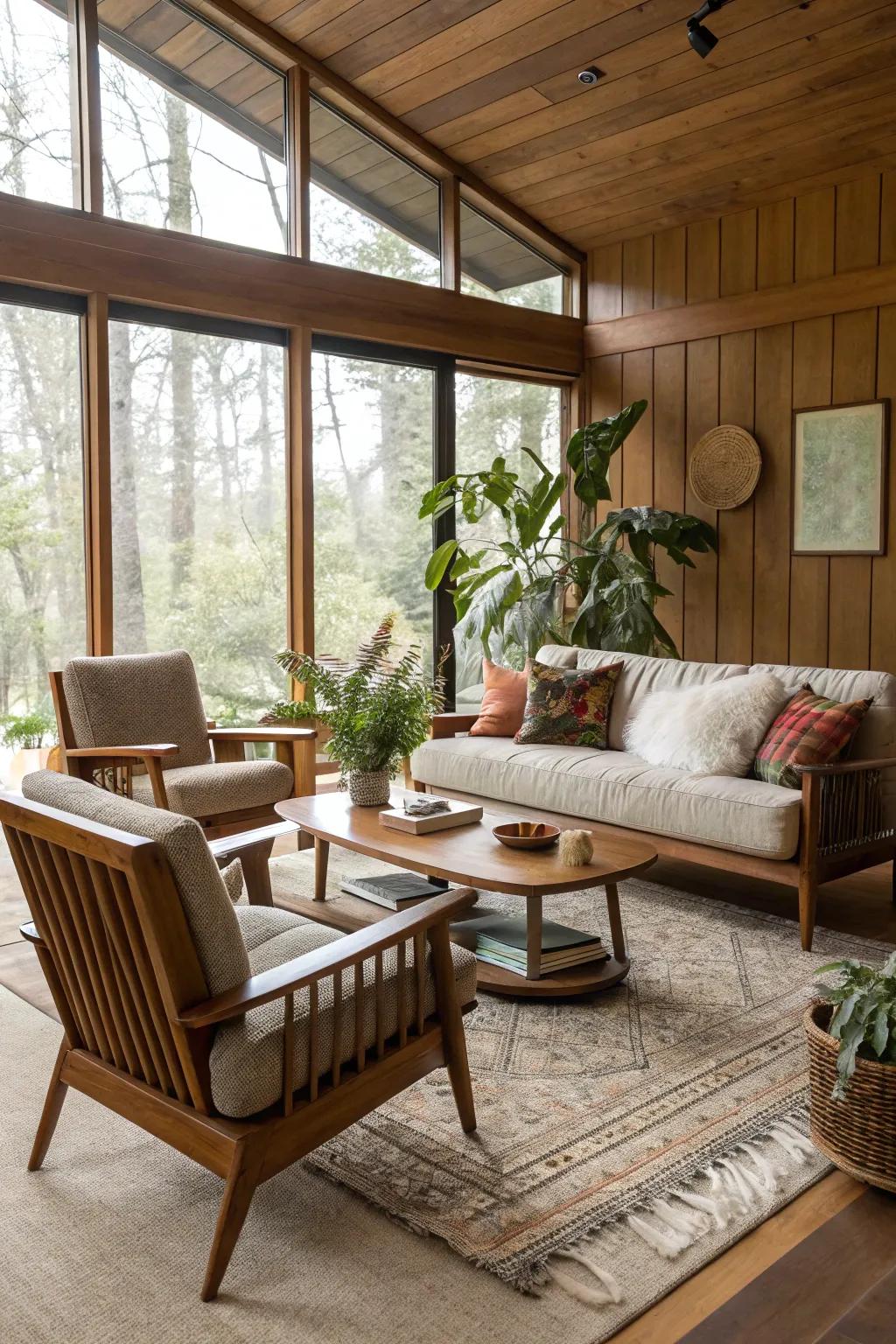 Sleek and stylish furniture complements natural elements.