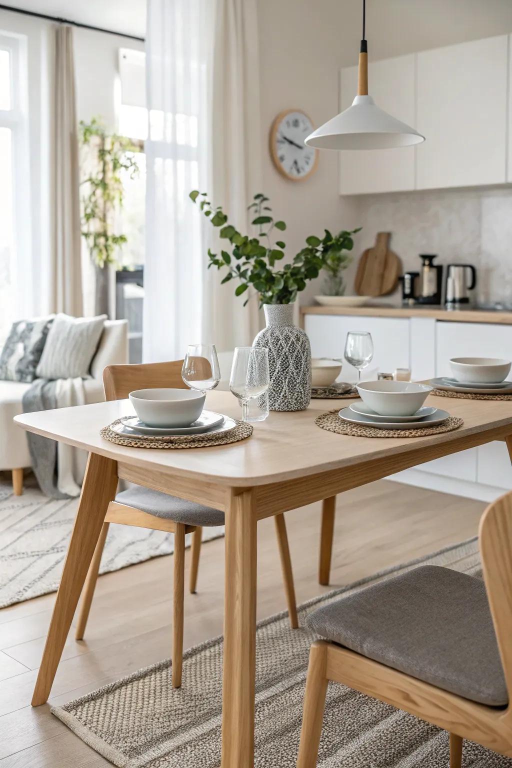 Highlight Scandinavian simplicity for a breezy and bright table setting.