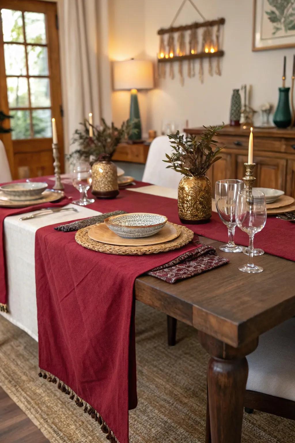Welcoming textiles contribute warmth and comfort to your table's ambiance.