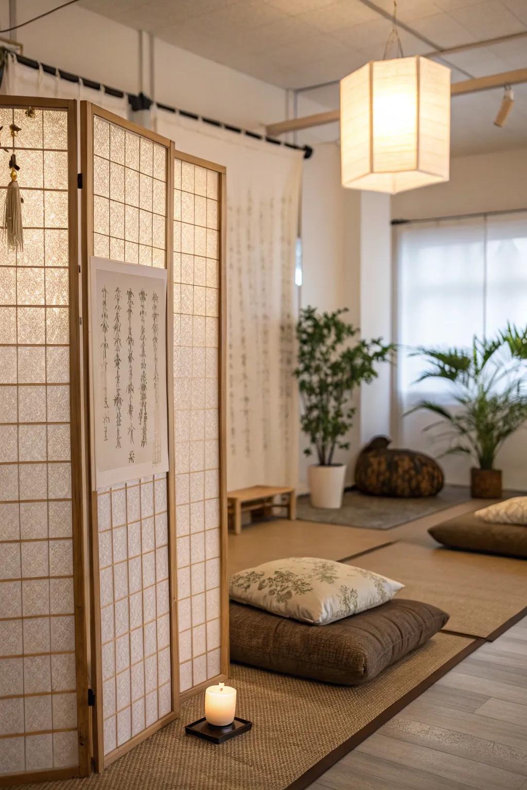 Paper screens convey a serene, Eastern appeal.