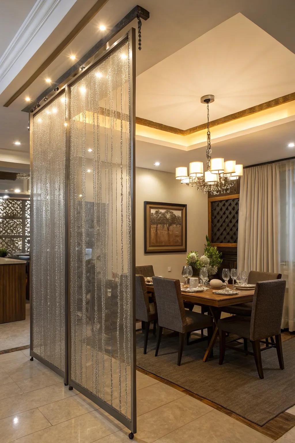 Metallic screens impart an element of glamour.