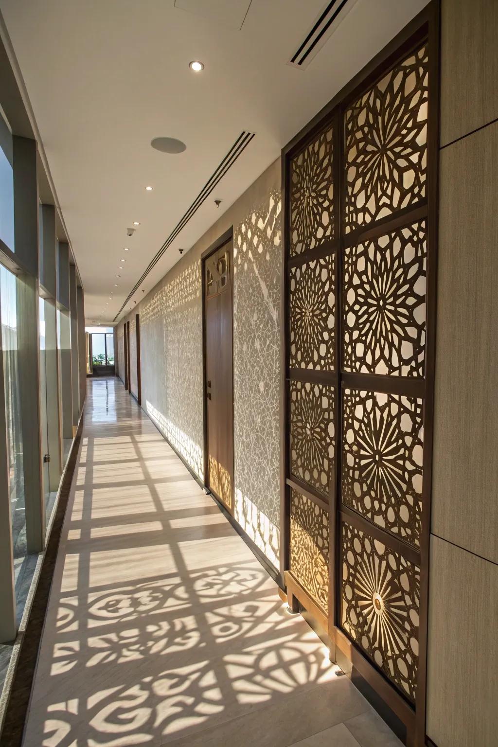 Laser-cut panels offer refined artistic grace.