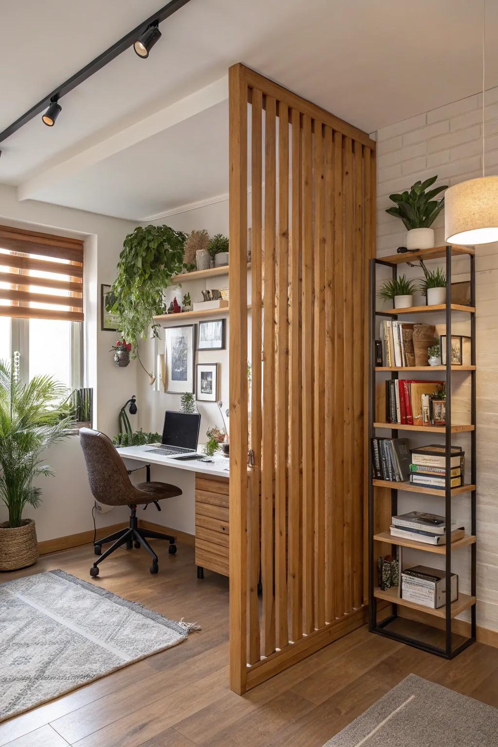 Wooden slats furnish warmth and a natural impression.