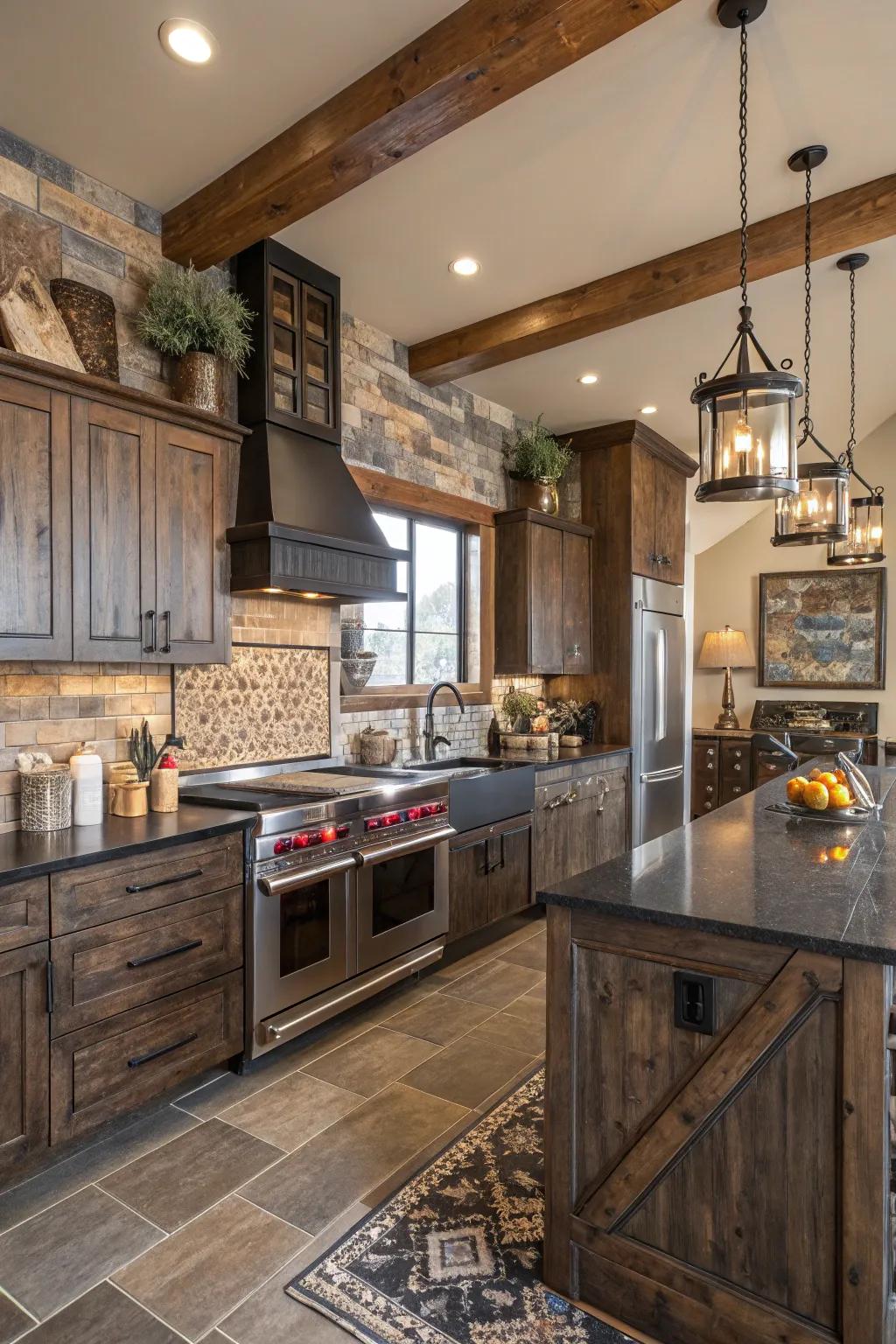 Combining textures adds depth and dimension to the kitchen.