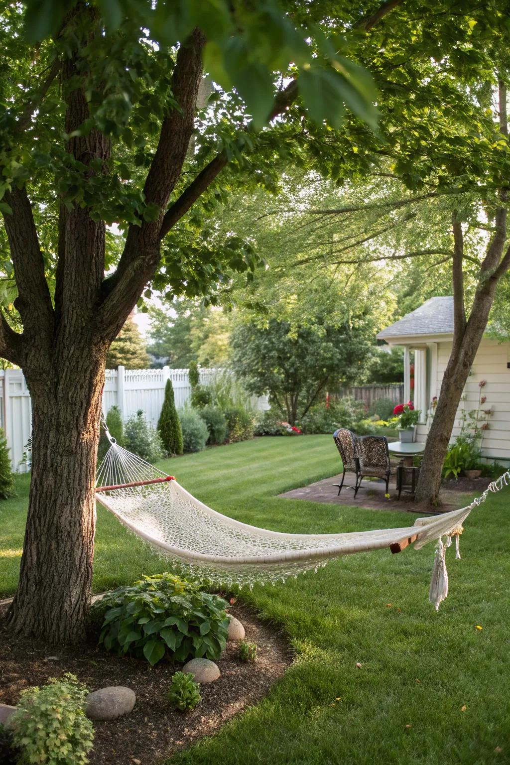 A hammock offers the ultimate relaxation spot