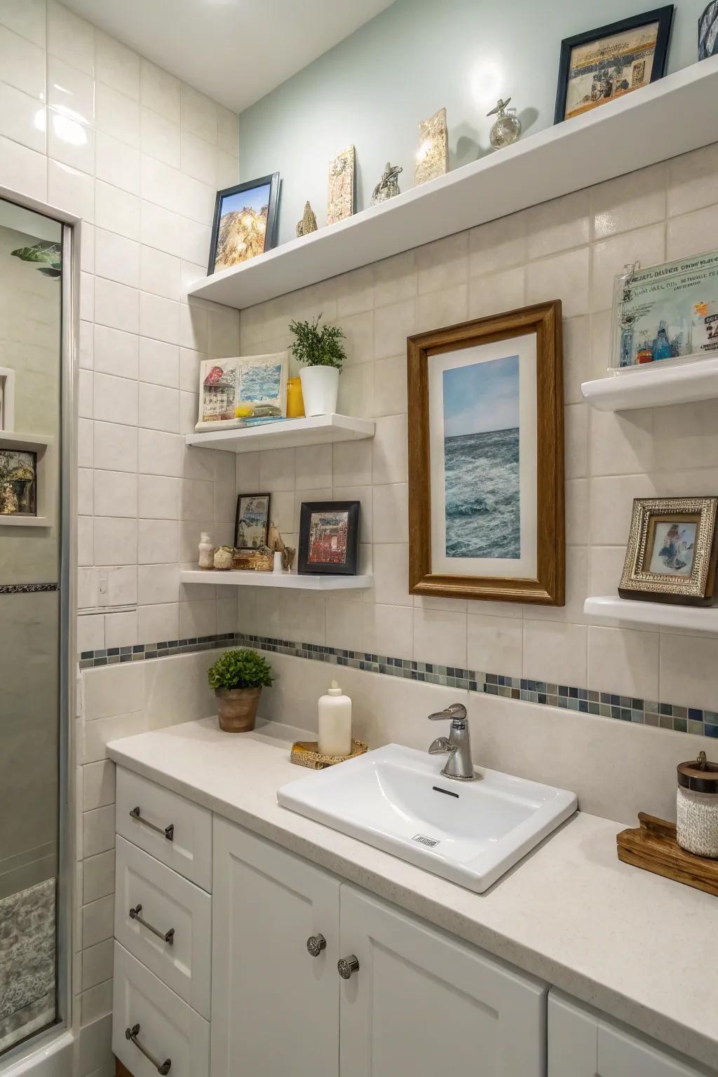 Art infuses a distinctive and personalized element to your restroom.