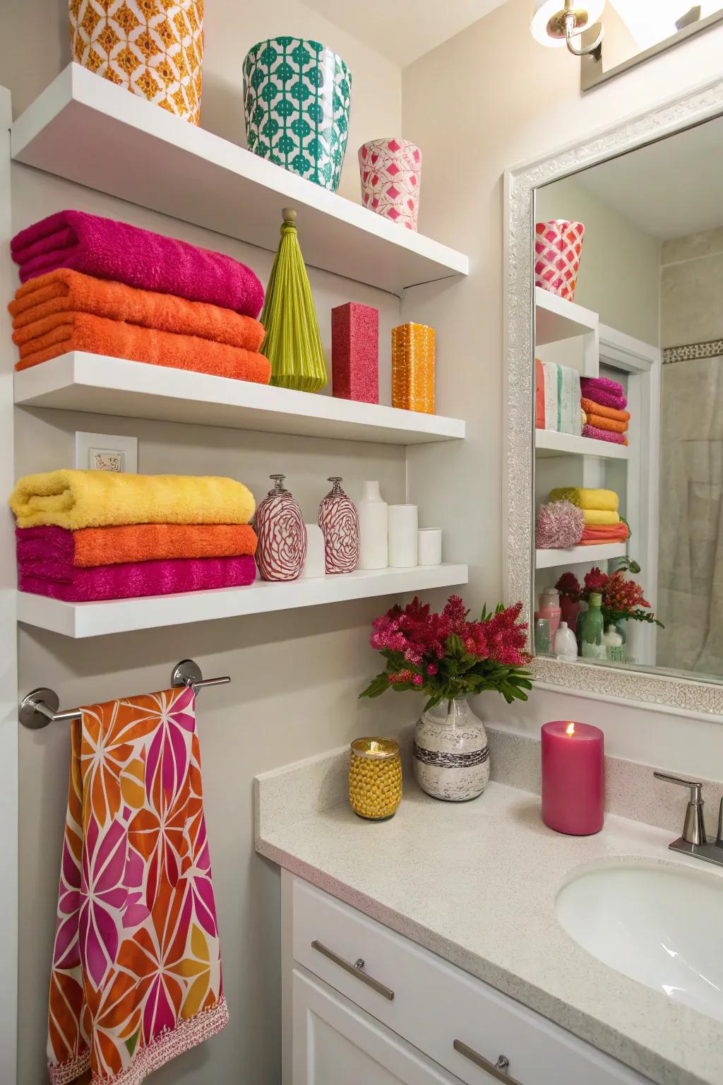 Striking accents inject a burst of character into your wall-mounted ledges.