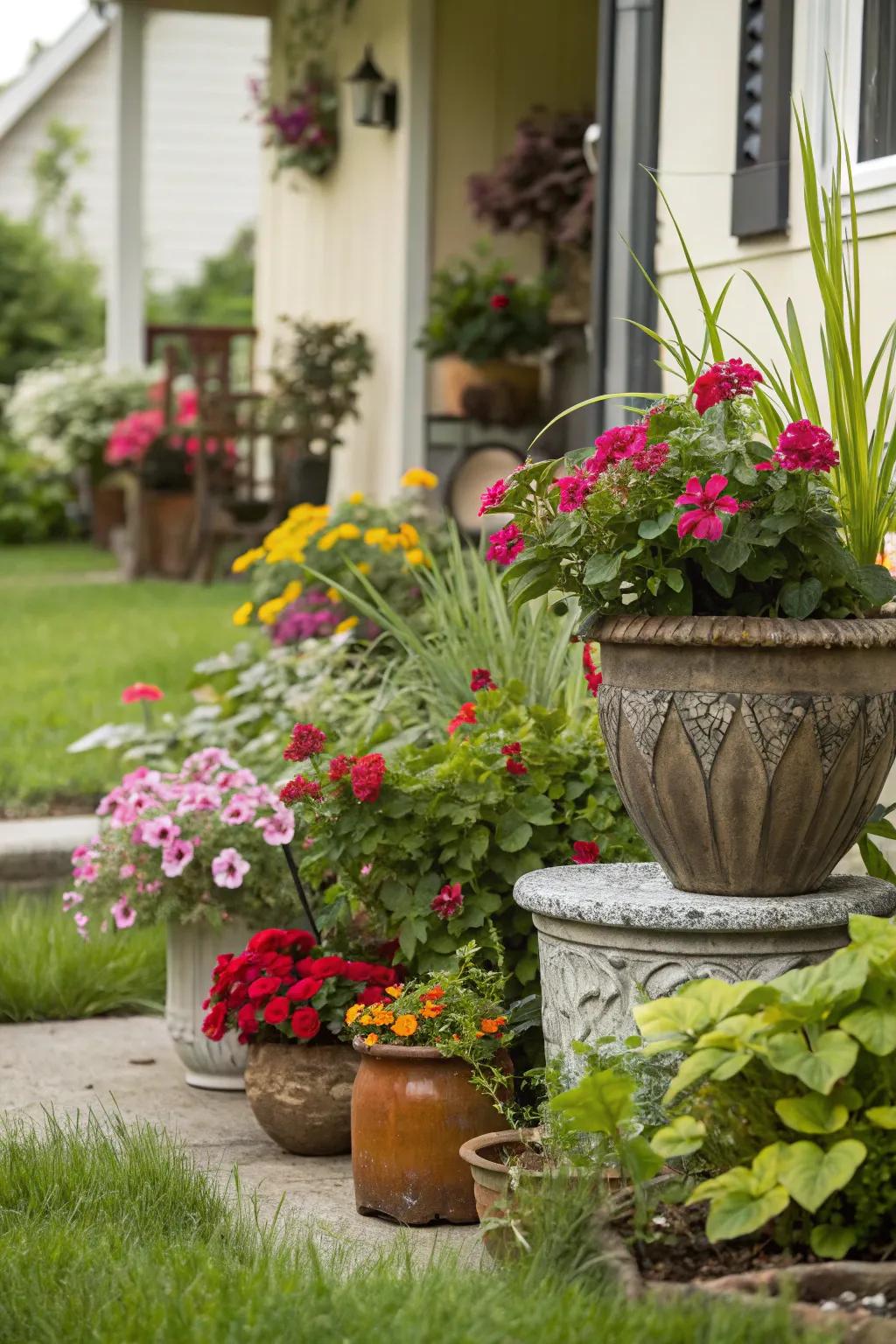 Potted plants offer versatility and dynamic appeal.