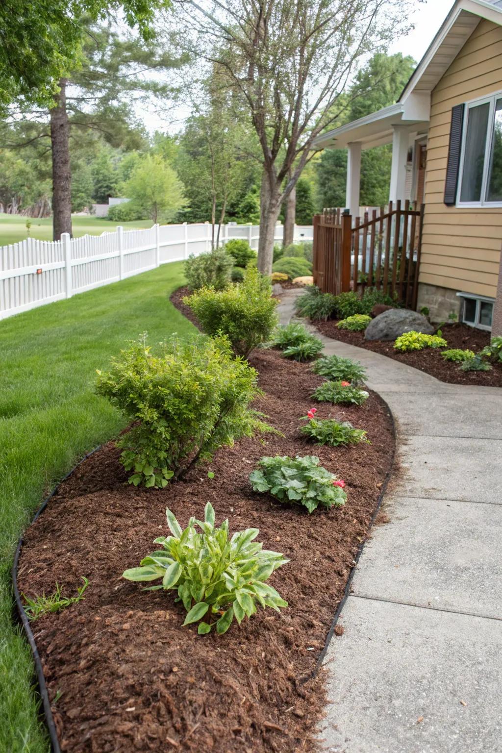 Mulch elevates your garden's aesthetic while helping to conserve moisture.