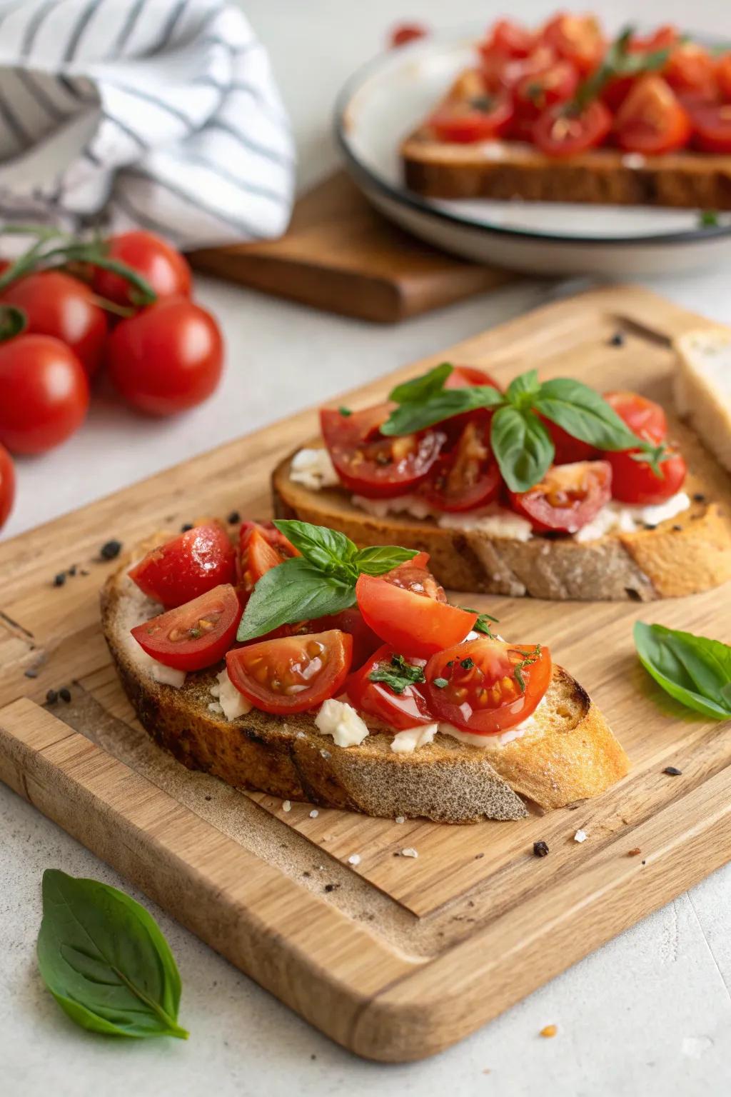 Tomato bruschetta is a classic choice for any party.