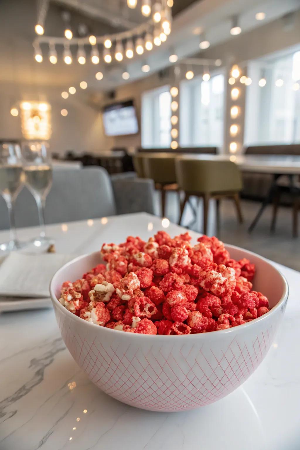 Red popcorn puts a fun twist on traditional snacks.