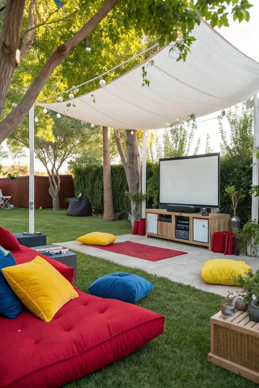 Bold colors add vibrancy and personality to your outdoor TV setup.